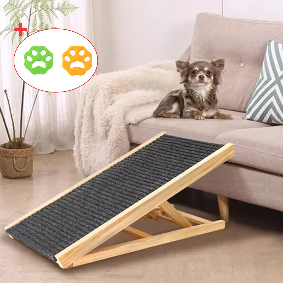 Adjustable Wooden Dog Ramp with Non-Slip Surface