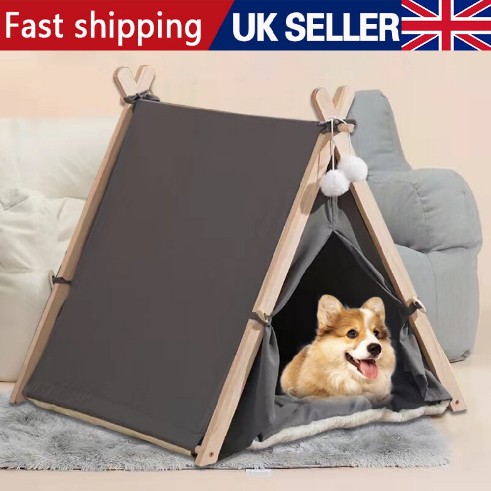 Cosy Pet Teepee Bed with Cushion - Grey