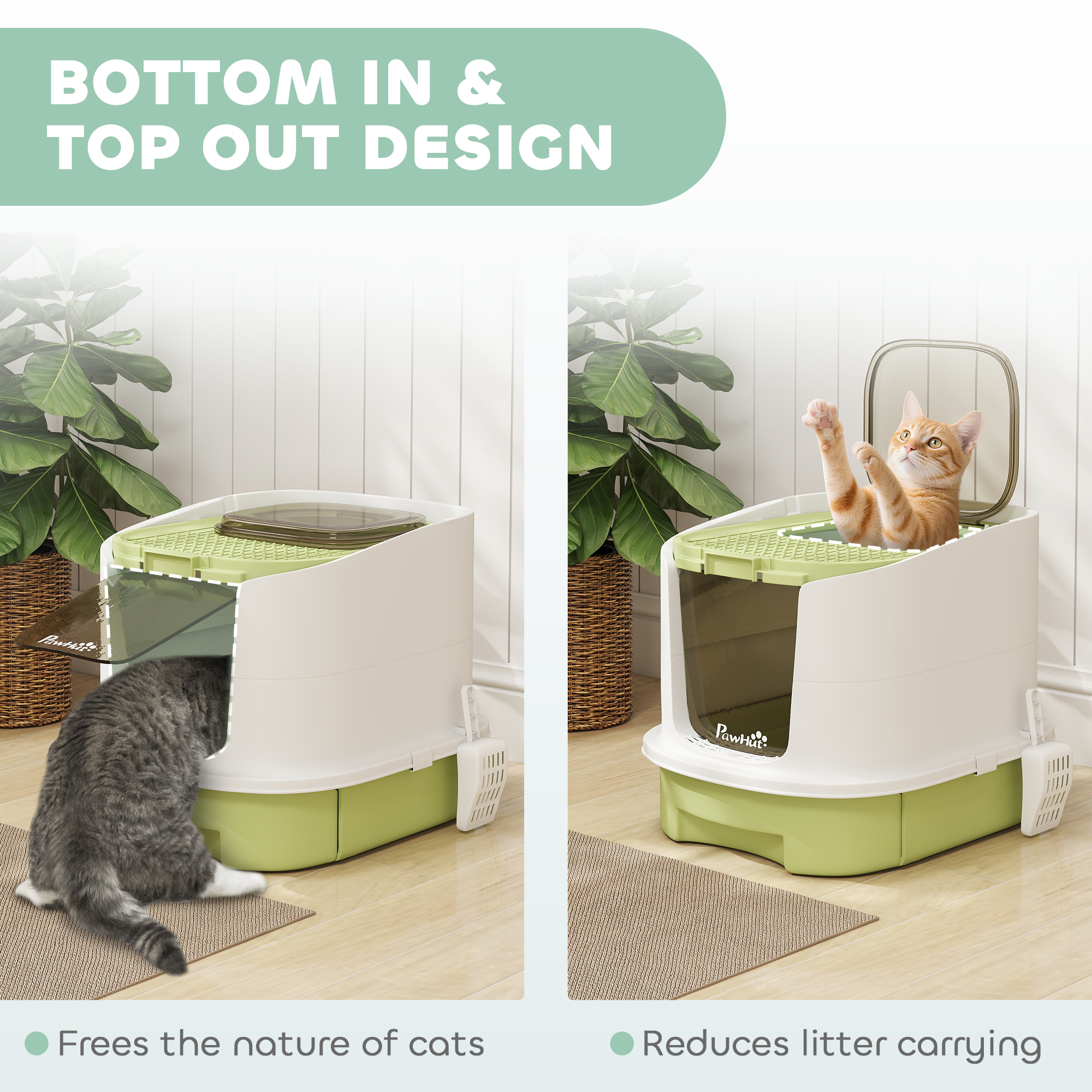 Enclosed Top-Exit Cat Litter Box with Scoop - Image 3