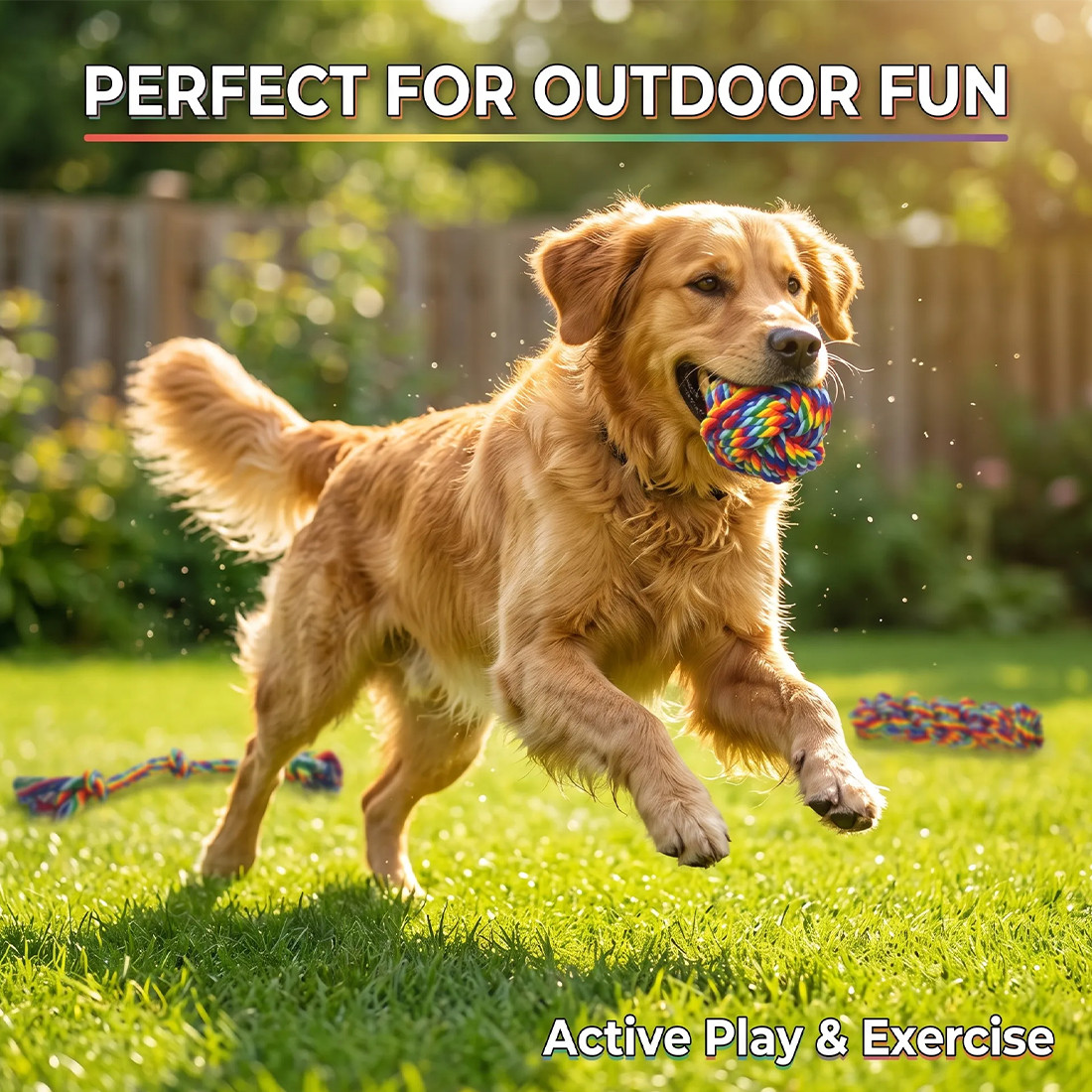 6-Piece Rainbow Dog Rope Toy Set - Image 9