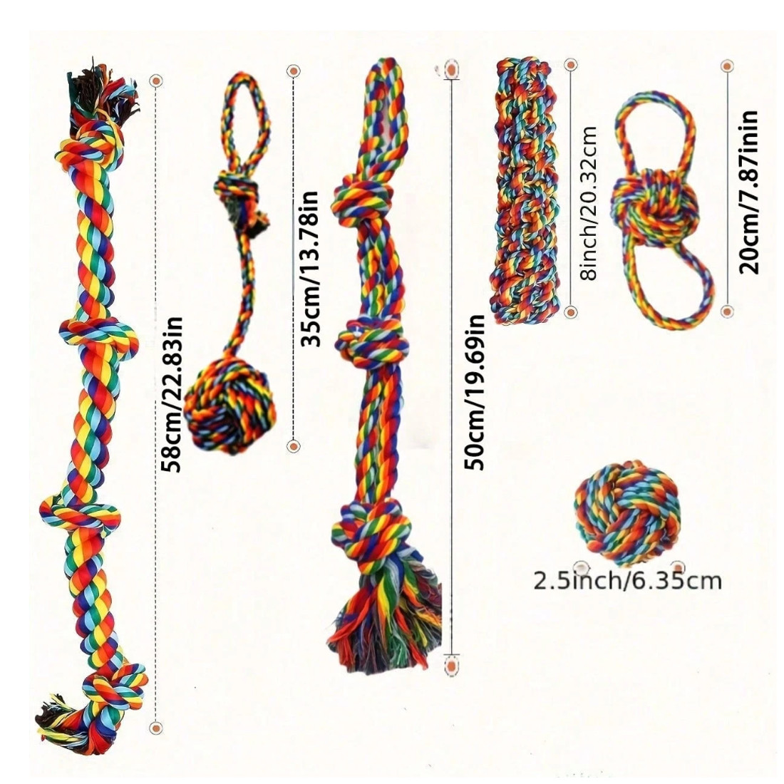 6-Piece Rainbow Dog Rope Toy Set