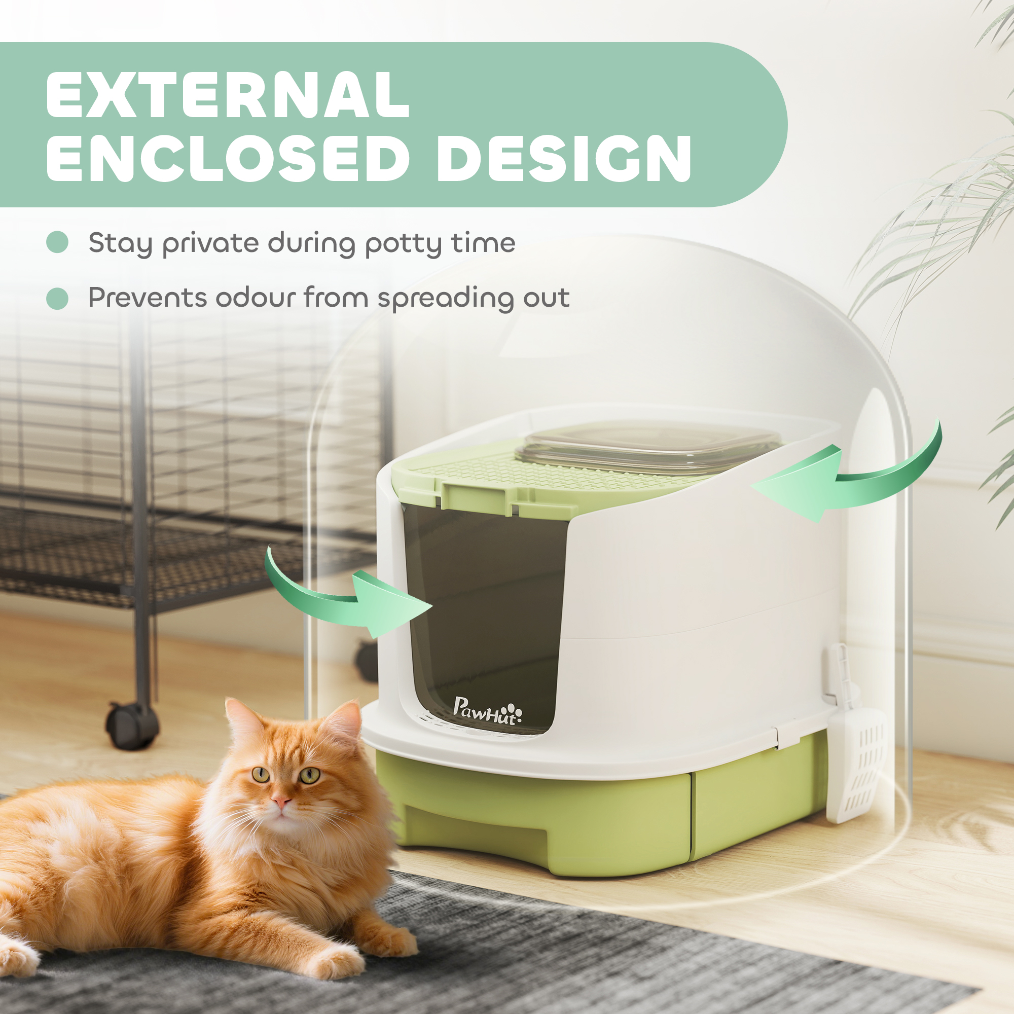 Enclosed Top-Exit Cat Litter Box with Scoop - Image 5