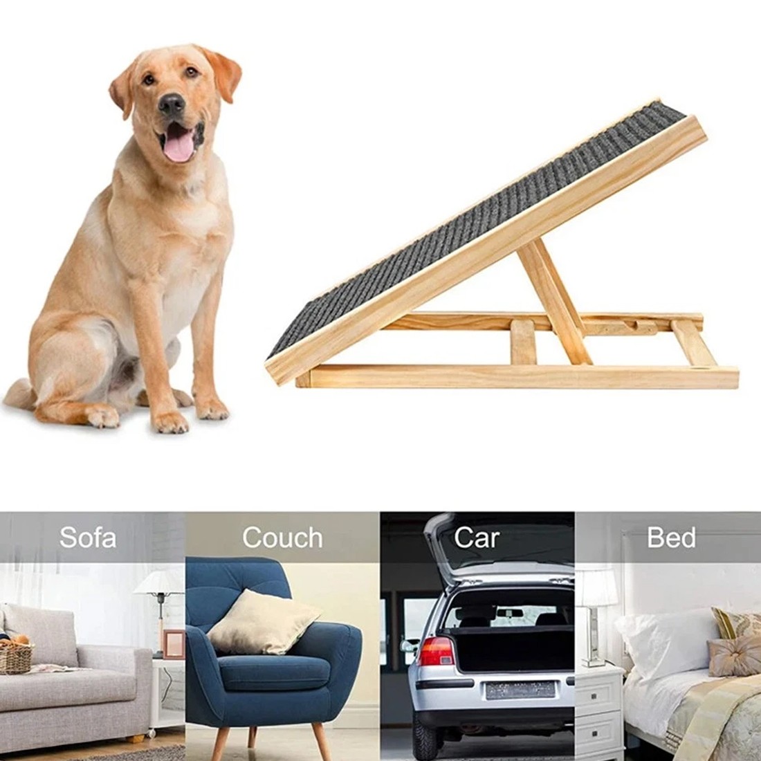 Adjustable Wooden Dog Ramp with Non-Slip Surface - Image 6