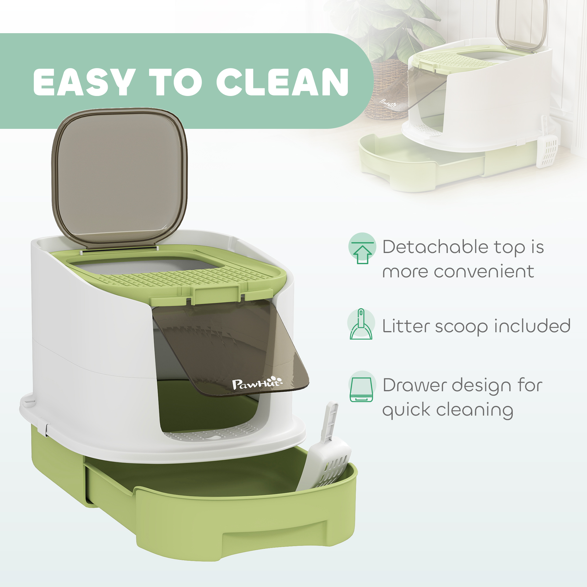 Enclosed Top-Exit Cat Litter Box with Scoop - Image 2