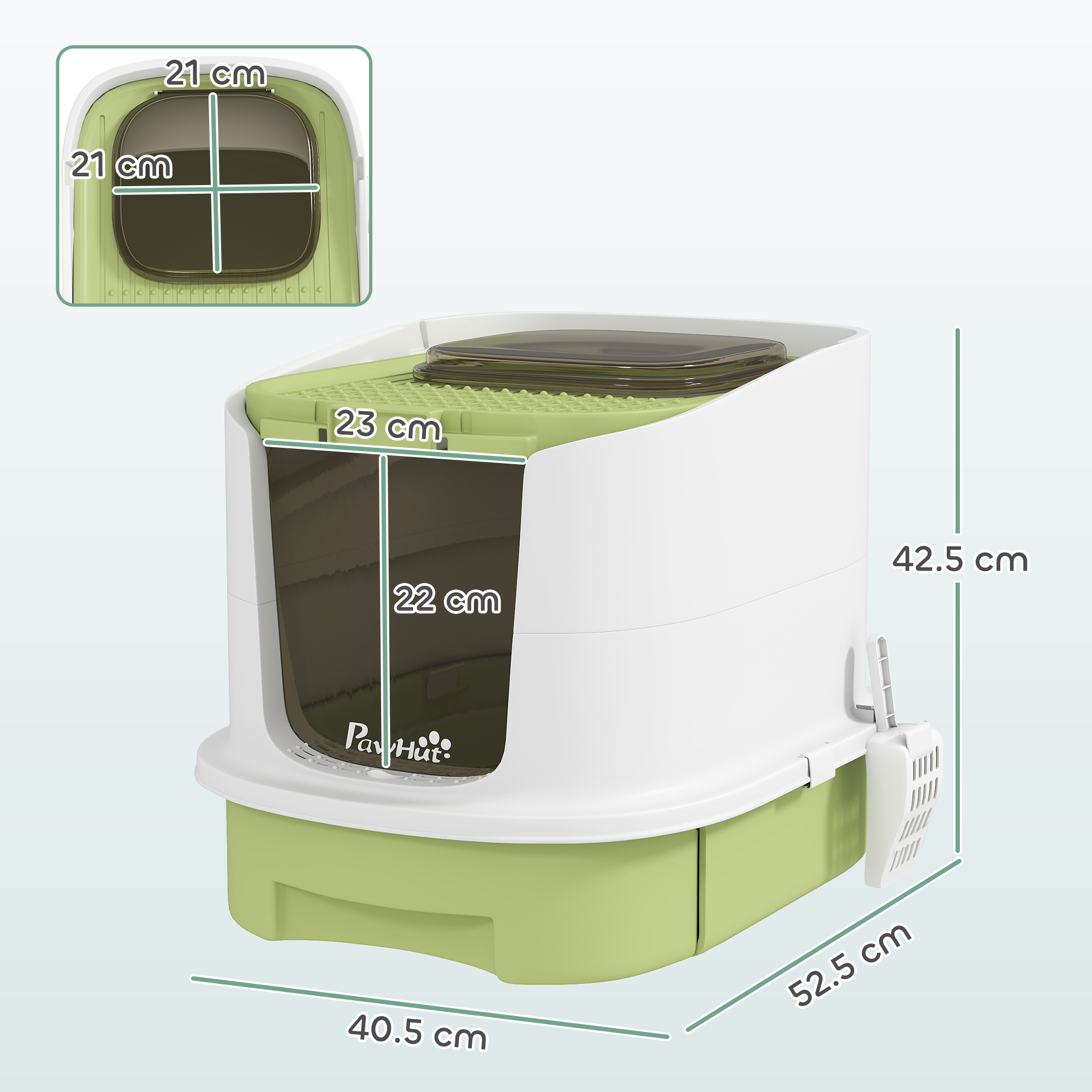Enclosed Top-Exit Cat Litter Box with Scoop