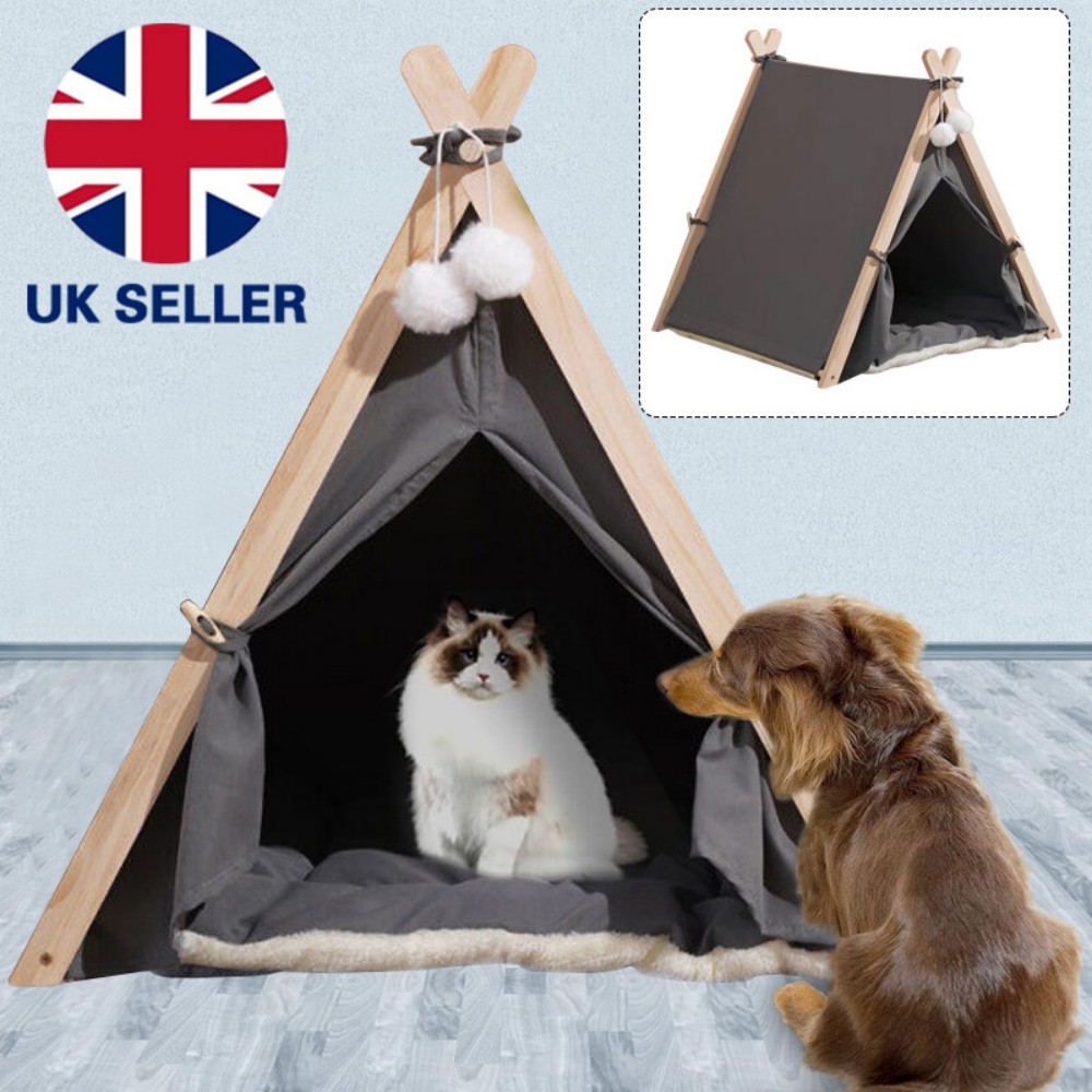 Cosy Pet Teepee Bed with Cushion - Grey - Image 2